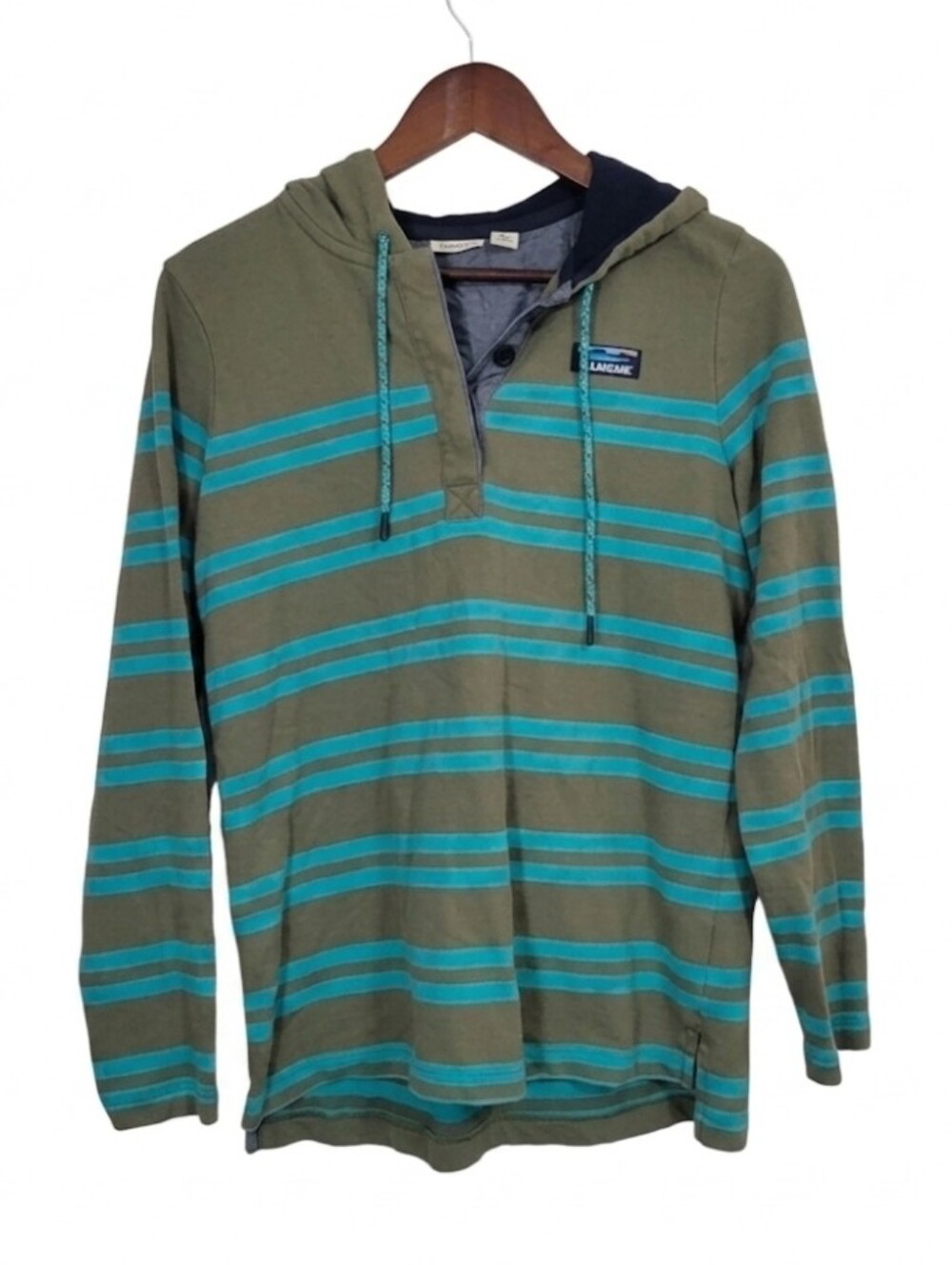 Lands End‎ green/blue stripe hoodie